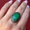 Poison Green Chrysoprase & Marcasite Art Deco Ring