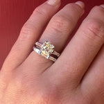 Pale Yellow 1.50ct Diamond in Icy Platinum Wedding Set