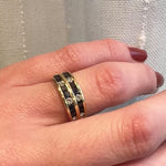 Channel Set Sapphire & Diamond 18k Gold Band