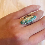 Dramatic Turquoise Inlay in Sterling Silver Ring