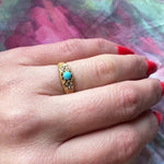Endearing Victorian Band of 18k Gold Turquoise & Pearls