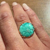 Vintage Turquoise in Sculpted Gold Bezel Ring by 720