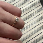 Old Mine Cut Diamond in Two-Tone Mid-Century Solitaire