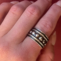 Handmade Wide Sterling Silver Beaded Band