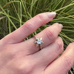 Mid-Century Diamond & 18k White Gold Flower Ring