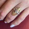 Old Mine Diamonds in Two-Tone Deco Dinner Ring