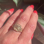 Fanciful Acanthus Leaf 10k & 18k Rose Gold Signet Ring