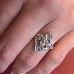 Diamond Spangled Antique Navette Ring