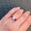 Old European Cut Diamond and Ruby Gold and Platinum Engagement Ring