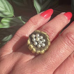 Whimsical Bird's Nest Ring in Gold & Pearl