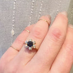 Sapphire & Diamond Cluster Ring in 18k Gold