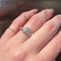 Jaunty 18k White Gold & Old Mine Cut Diamond Deco Engagement Ring