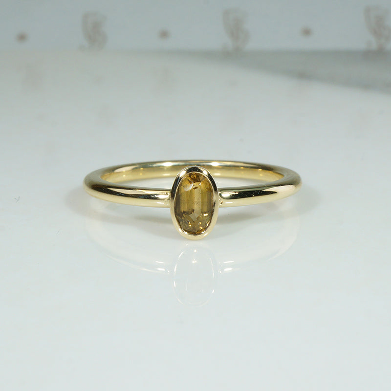 Oval Golden Precious Topaz Ring by 720