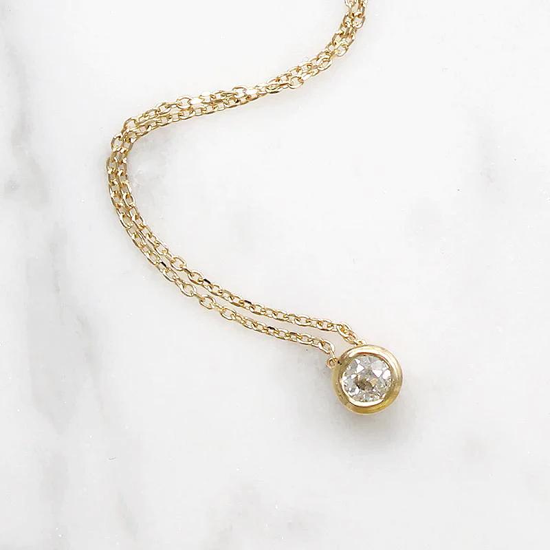 Old Mine Cut Diamond in Bezeled Solitaire Pendant