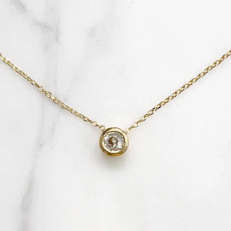 Old Mine Cut Diamond in Bezeled Solitaire Pendant