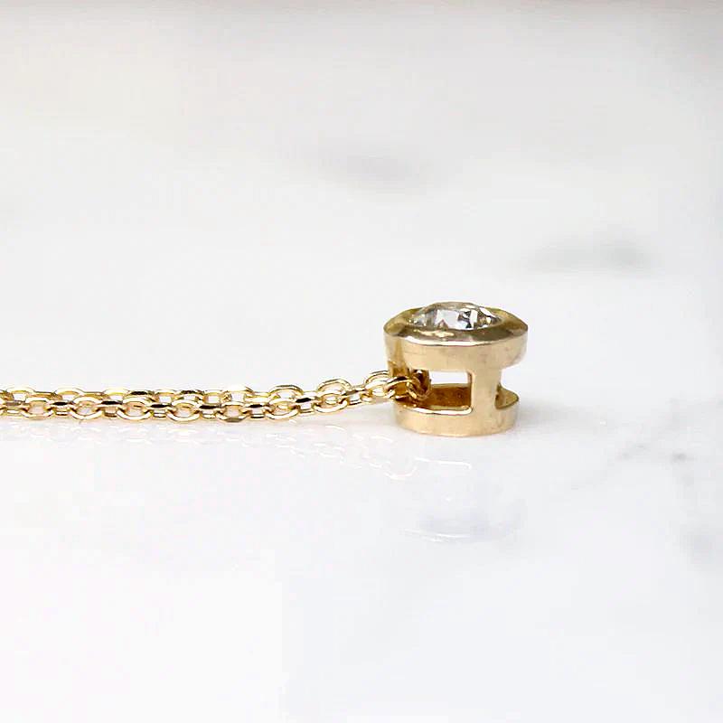 Old Mine Cut Diamond in Bezeled Solitaire Pendant