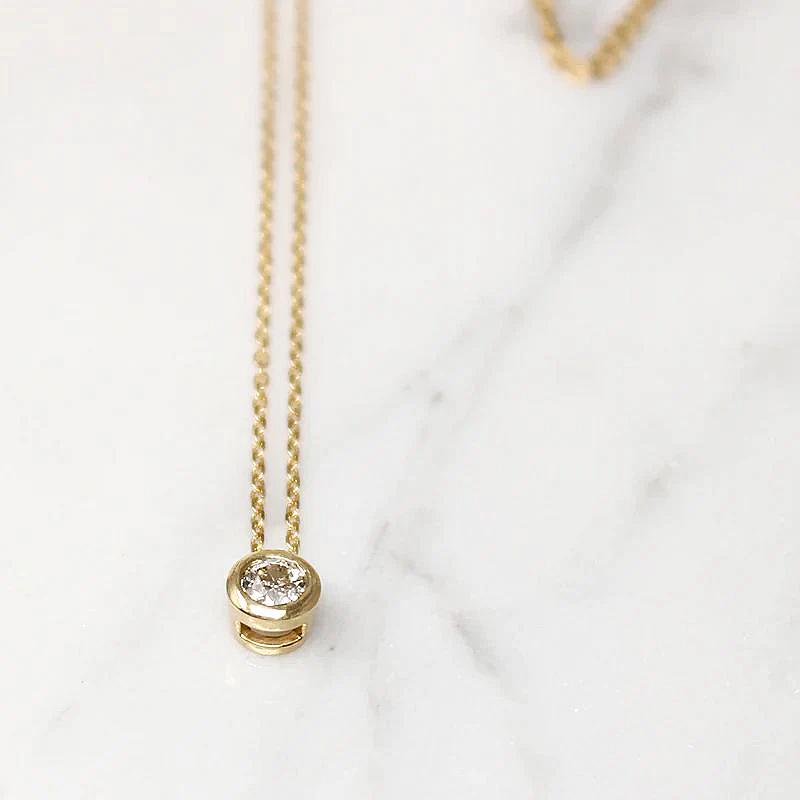 Old Mine Cut Diamond in Bezeled Solitaire Pendant