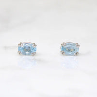 Baby Blue 0.99tcw Oval Aquamarines in White Gold Studs by 720