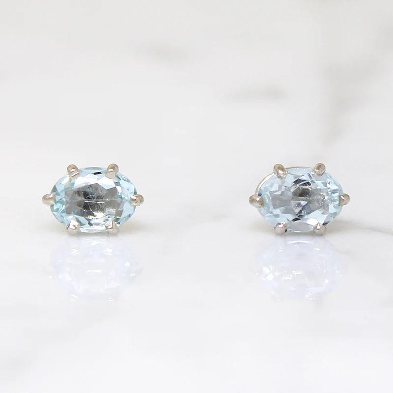 Pristine 1.52tcw Aquamarines in White Gold Basket Studs by 720