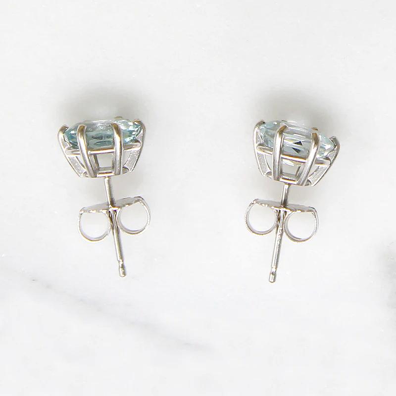 Pristine 1.52tcw Aquamarines in White Gold Basket Studs by 720