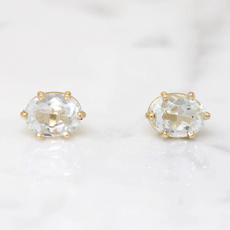 Icy 2.85tcw Oval Aquamarines in Gold Stud Earrings by 720