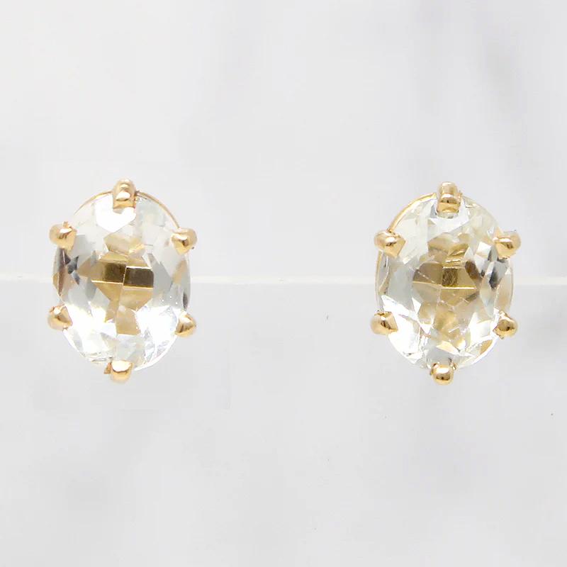 Icy 2.85tcw Oval Aquamarines in Gold Stud Earrings by 720