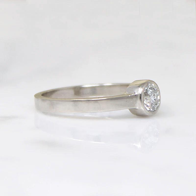 Old European Cut Diamond in White Gold Bezel Ring by 720