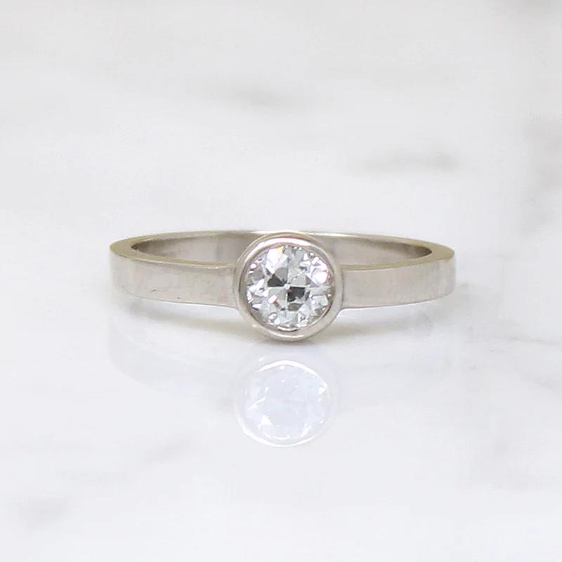 Old European Cut Diamond in White Gold Bezel Ring by 720