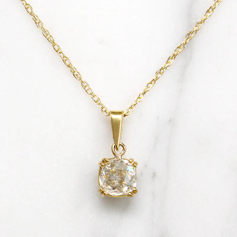 Dazzling 0.92ct Old Mine Cut Diamond in 18k Solitaire Pendant