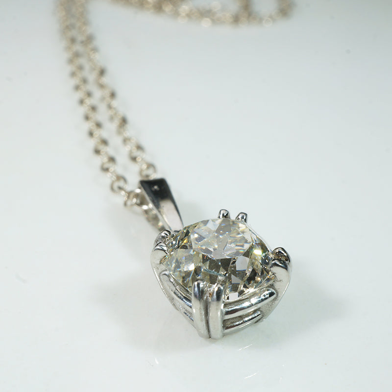 Flashing 1.06ct Old Mine Cut Diamond in Platinum Pendant