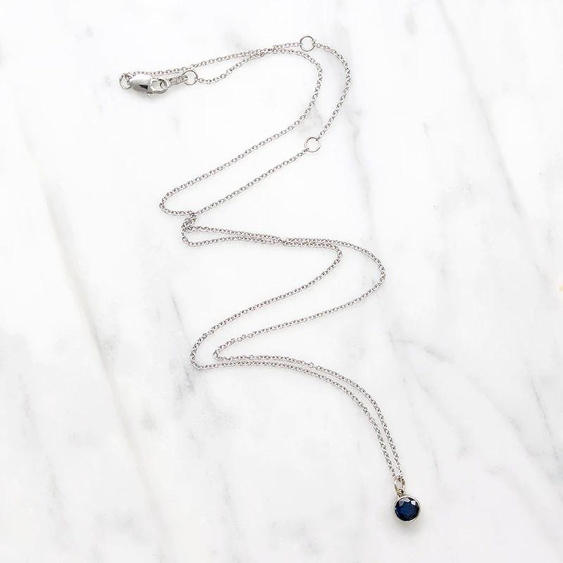 Velvety Blue Sapphire Pendant in White Gold Bezel by 720