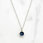 Velvety Blue Sapphire Pendant in White Gold Bezel by 720