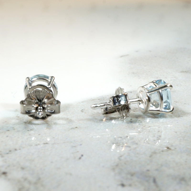 Glittering 1.4tcw Aquamarine & White Gold Studs