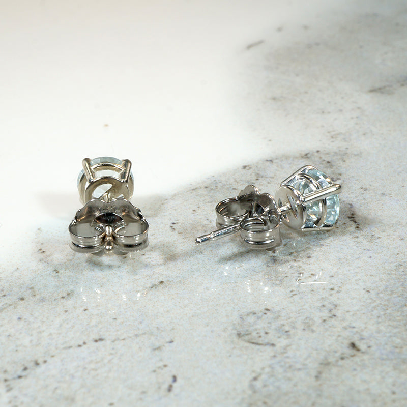 Crystalline 0.85tcw Aquamarine in White Gold Studs