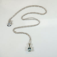 Petite Oval Aquamarine & White Gold Pendant
