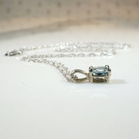 Petite Oval Aquamarine & White Gold Pendant