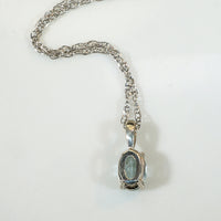 Petite Oval Aquamarine & White Gold Pendant