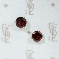 Wine-Dark Garnets in Gold Martini Stud Earrings