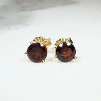 Wine-Dark Garnets in Gold Martini Stud Earrings