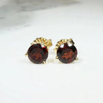 Wine-Dark Garnets in Gold Martini Stud Earrings