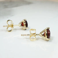 Wine-Dark Garnets in Gold Martini Stud Earrings