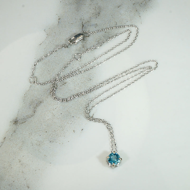 Floating 1.03ct Natural Blue Zircon Pendant