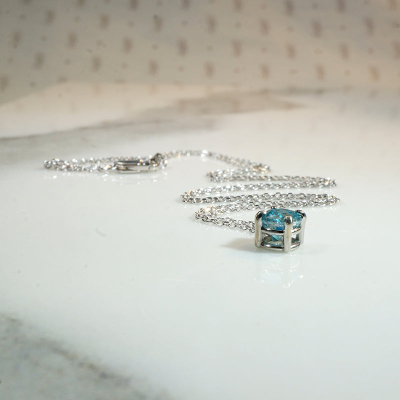 Floating 1.03ct Natural Blue Zircon Pendant