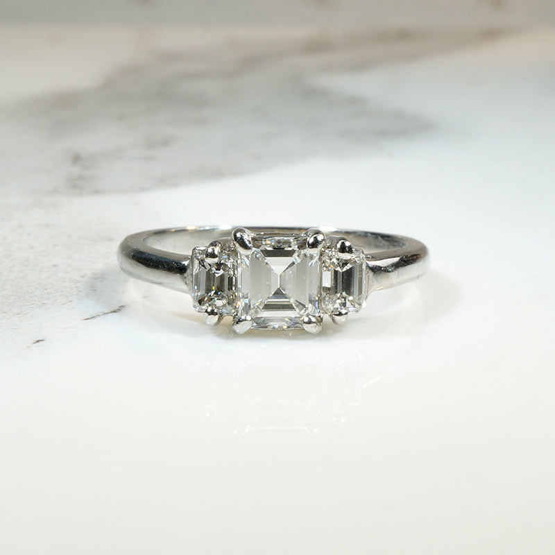 Emerald Cut Diamond Trilogy Ring by 720