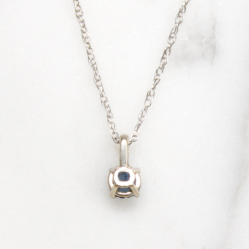 Vintage Sapphire in White Gold Solitaire Pendant by 720
