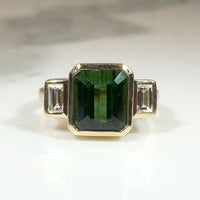 Artisan Tourmaline & Baguette Diamond Ring by 720