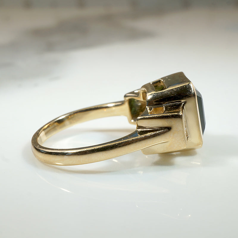 Artisan Tourmaline & Baguette Diamond Ring by 720