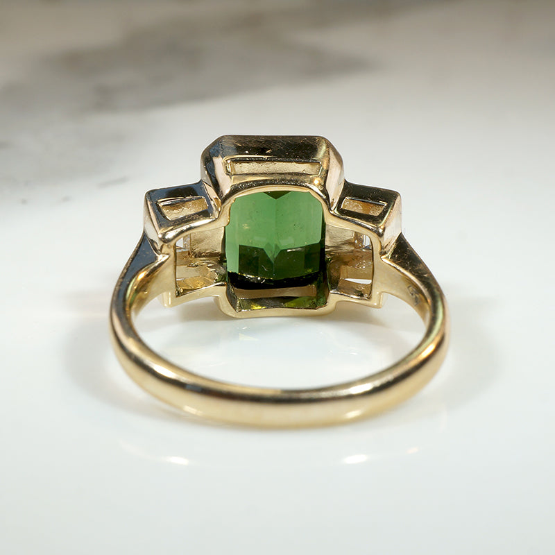 Artisan Tourmaline & Baguette Diamond Ring by 720