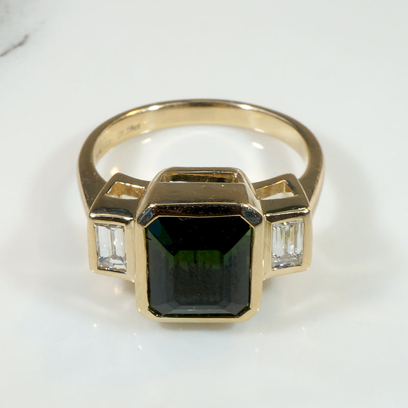 Artisan Tourmaline & Baguette Diamond Ring by 720