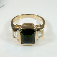 Artisan Tourmaline & Baguette Diamond Ring by 720
